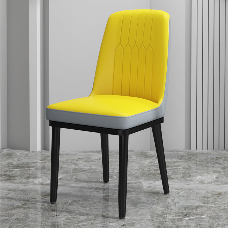 Scandinavian Style Metal Dining Chair Dining Room Upholstered Parsons Armless Chair Yellow-Gray 1 Piece Black Clearhalo ' kitchen&dining_furn' 'Dining Chairs' 'Dining Tables & Seating' 'dining_chair' 'furn' 'furn_dining_chair' 'Furniture' 'furniture_dining_chair' 'Kitchen & Dining Furniture' 'kitchen' 3827853