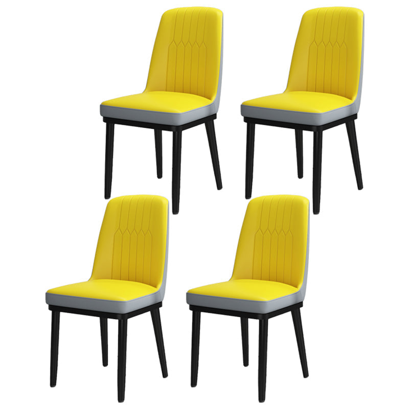 Scandinavian Style Metal Dining Chair Dining Room Upholstered Parsons Armless Chair Yellow-Gray 4 Piece Set Black Clearhalo ' kitchen&dining_furn' 'Dining Chairs' 'Dining Tables & Seating' 'dining_chair' 'furn' 'furn_dining_chair' 'Furniture' 'furniture_dining_chair' 'Kitchen & Dining Furniture' 'kitchen' 3827855