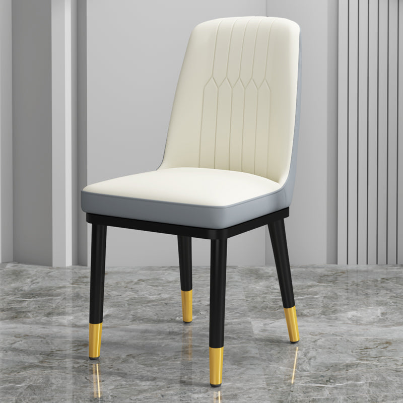 Scandinavian Style Metal Dining Chair Dining Room Upholstered Parsons Armless Chair Cream Gray 1 Piece Brass Gold Clearhalo ' kitchen&dining_furn' 'Dining Chairs' 'Dining Tables & Seating' 'dining_chair' 'furn' 'furn_dining_chair' 'Furniture' 'furniture_dining_chair' 'Kitchen & Dining Furniture' 'kitchen' 3827871