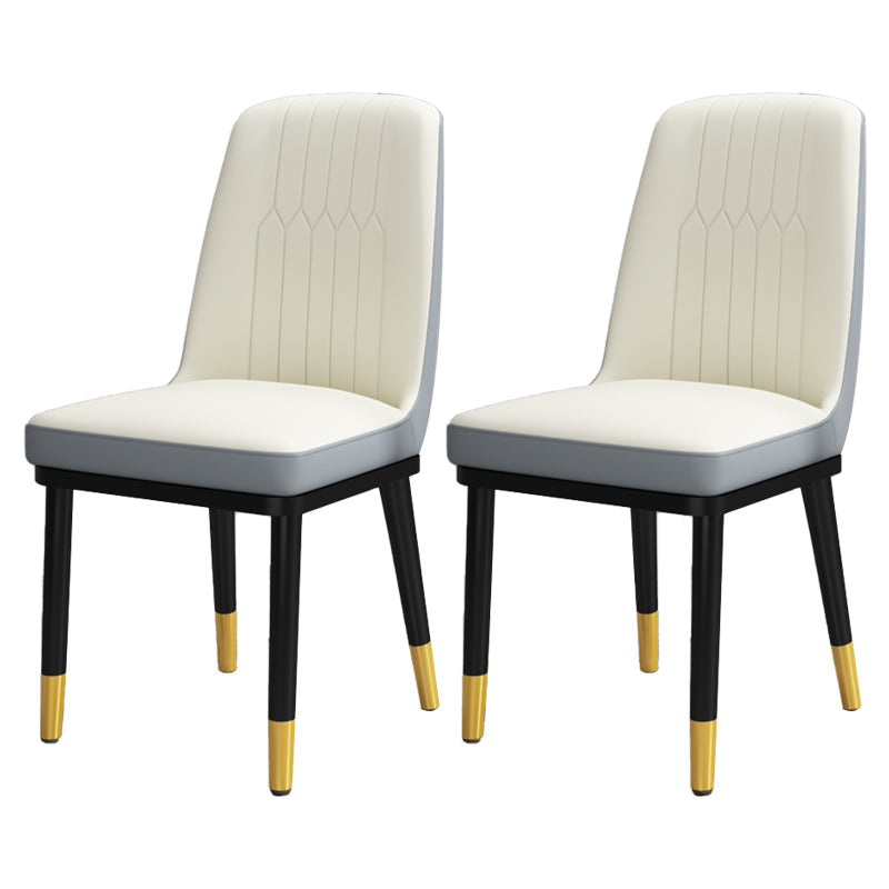 Scandinavian Style Metal Dining Chair Dining Room Upholstered Parsons Armless Chair Cream Gray 2 Piece Set Brass Gold Clearhalo ' kitchen&dining_furn' 'Dining Chairs' 'Dining Tables & Seating' 'dining_chair' 'furn' 'furn_dining_chair' 'Furniture' 'furniture_dining_chair' 'Kitchen & Dining Furniture' 'kitchen' 3827872