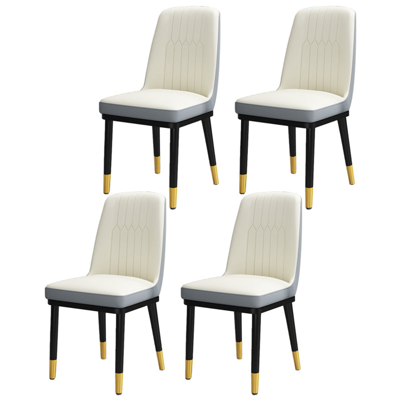 Scandinavian Style Metal Dining Chair Dining Room Upholstered Parsons Armless Chair Cream Gray 4 Piece Set Brass Gold Clearhalo ' kitchen&dining_furn' 'Dining Chairs' 'Dining Tables & Seating' 'dining_chair' 'furn' 'furn_dining_chair' 'Furniture' 'furniture_dining_chair' 'Kitchen & Dining Furniture' 'kitchen' 3827873