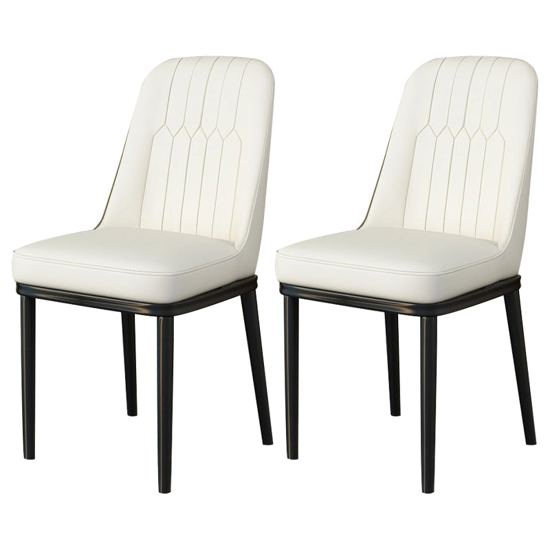 Scandinavian Style Metal Dining Chair Dining Room Upholstered Parsons Armless Chair Off-White 2 Piece Set Black Clearhalo ' kitchen&dining_furn' 'Dining Chairs' 'Dining Tables & Seating' 'dining_chair' 'furn' 'furn_dining_chair' 'Furniture' 'furniture_dining_chair' 'Kitchen & Dining Furniture' 'kitchen' 3827878