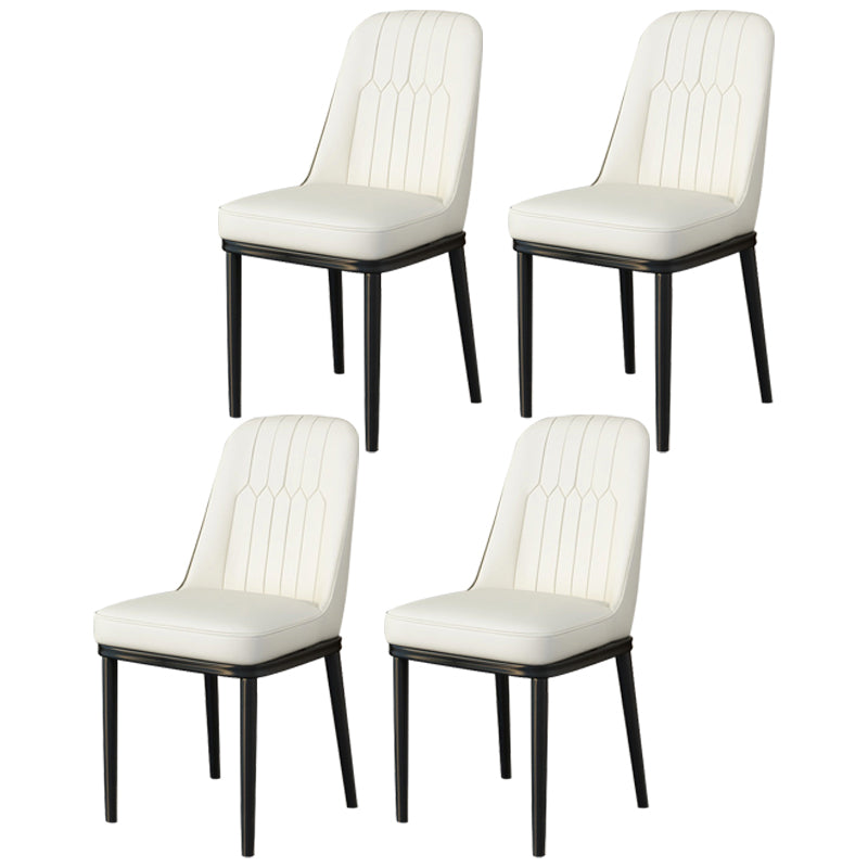 Scandinavian Style Metal Dining Chair Dining Room Upholstered Parsons Armless Chair Off-White 4 Piece Set Black Clearhalo ' kitchen&dining_furn' 'Dining Chairs' 'Dining Tables & Seating' 'dining_chair' 'furn' 'furn_dining_chair' 'Furniture' 'furniture_dining_chair' 'Kitchen & Dining Furniture' 'kitchen' 3827879