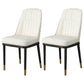 Scandinavian Style Metal Dining Chair Dining Room Upholstered Parsons Armless Chair Off-White 2 Piece Set Brass Gold Clearhalo ' kitchen&dining_furn' 'Dining Chairs' 'Dining Tables & Seating' 'dining_chair' 'furn' 'furn_dining_chair' 'Furniture' 'furniture_dining_chair' 'Kitchen & Dining Furniture' 'kitchen' 3827881
