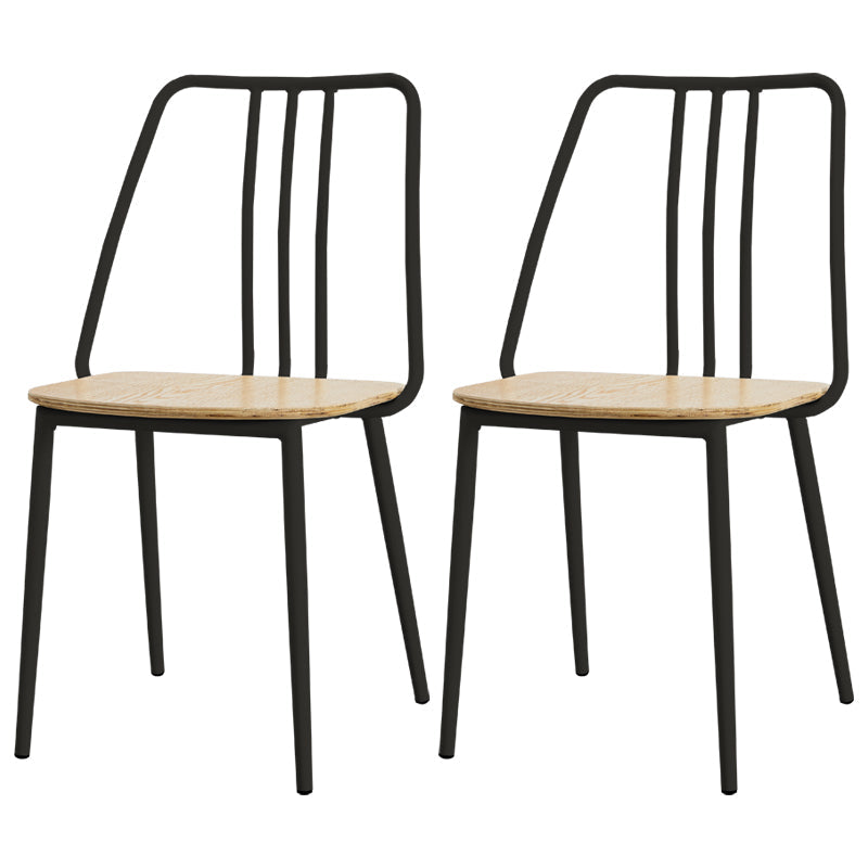 Contemporary Metal Dining Chair Slat Back Side Armless Chair for Kitchen Black 2 Piece Set Clearhalo ' kitchen&dining_furn' 'Dining Chairs' 'Dining Tables & Seating' 'dining_chair' 'furn' 'furn_dining_chair' 'Furniture' 'furniture_dining_chair' 'Kitchen & Dining Furniture' 'kitchen' 3827884