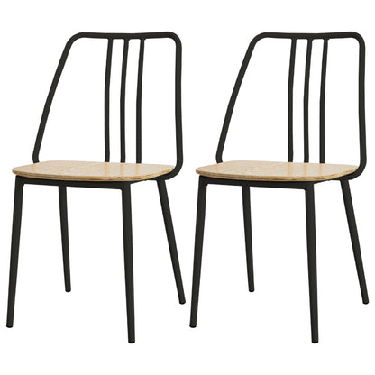 Contemporary Metal Dining Chair Slat Back Side Armless Chair for Kitchen Black 2 Piece Set Clearhalo ' kitchen&dining_furn' 'Dining Chairs' 'Dining Tables & Seating' 'dining_chair' 'furn' 'furn_dining_chair' 'Furniture' 'furniture_dining_chair' 'Kitchen & Dining Furniture' 'kitchen' 3827884