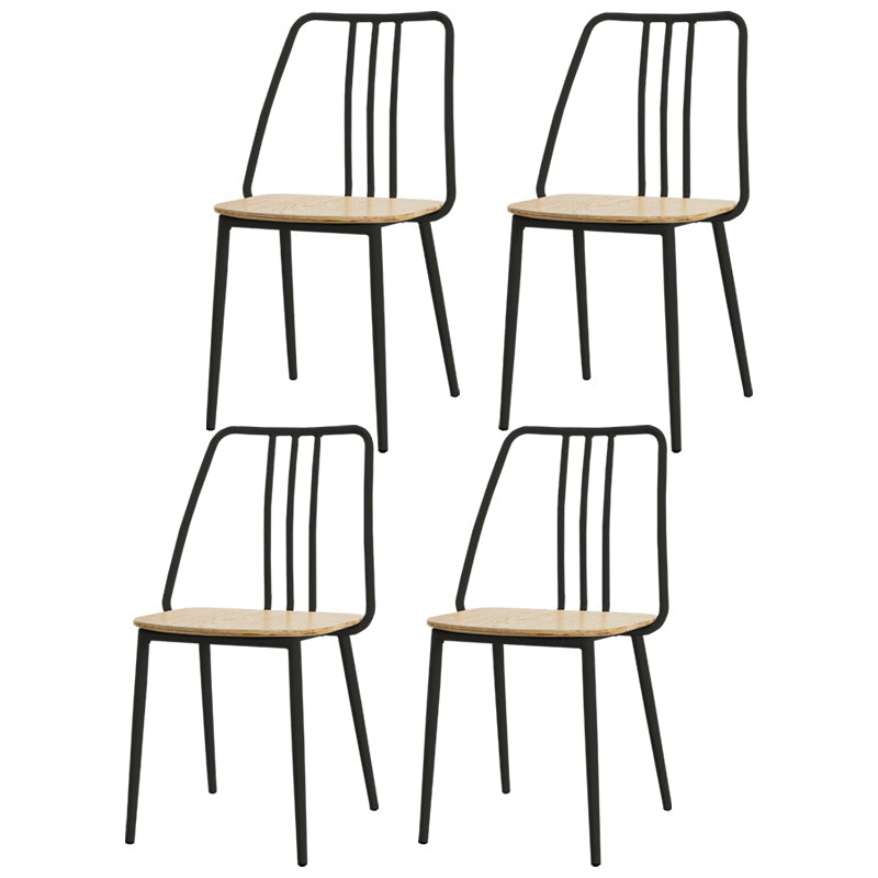 Contemporary Metal Dining Chair Slat Back Side Armless Chair for Kitchen Black 4 Piece Set Clearhalo ' kitchen&dining_furn' 'Dining Chairs' 'Dining Tables & Seating' 'dining_chair' 'furn' 'furn_dining_chair' 'Furniture' 'furniture_dining_chair' 'Kitchen & Dining Furniture' 'kitchen' 3827885