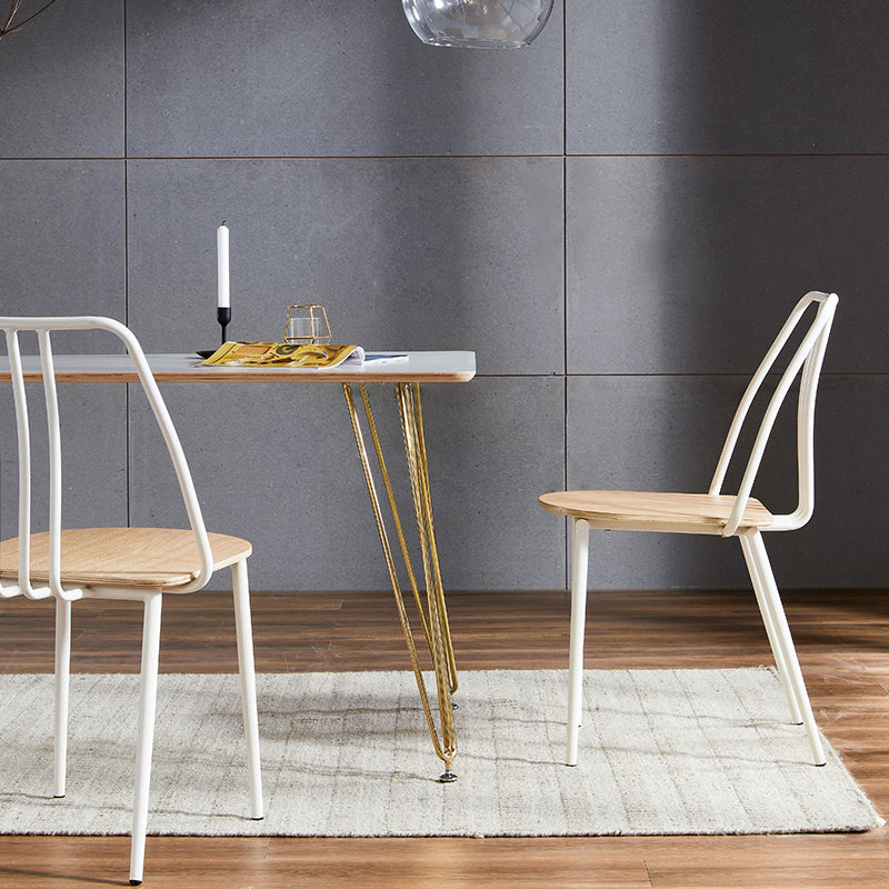 Contemporary Metal Dining Chair Slat Back Side Armless Chair for Kitchen Clearhalo ' kitchen&dining_furn' 'Dining Chairs' 'Dining Tables & Seating' 'dining_chair' 'furn' 'furn_dining_chair' 'Furniture' 'furniture_dining_chair' 'Kitchen & Dining Furniture' 'kitchen' 3827886