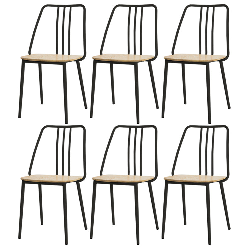 Contemporary Metal Dining Chair Slat Back Side Armless Chair for Kitchen Black 6 Piece Set Clearhalo ' kitchen&dining_furn' 'Dining Chairs' 'Dining Tables & Seating' 'dining_chair' 'furn' 'furn_dining_chair' 'Furniture' 'furniture_dining_chair' 'Kitchen & Dining Furniture' 'kitchen' 3827887