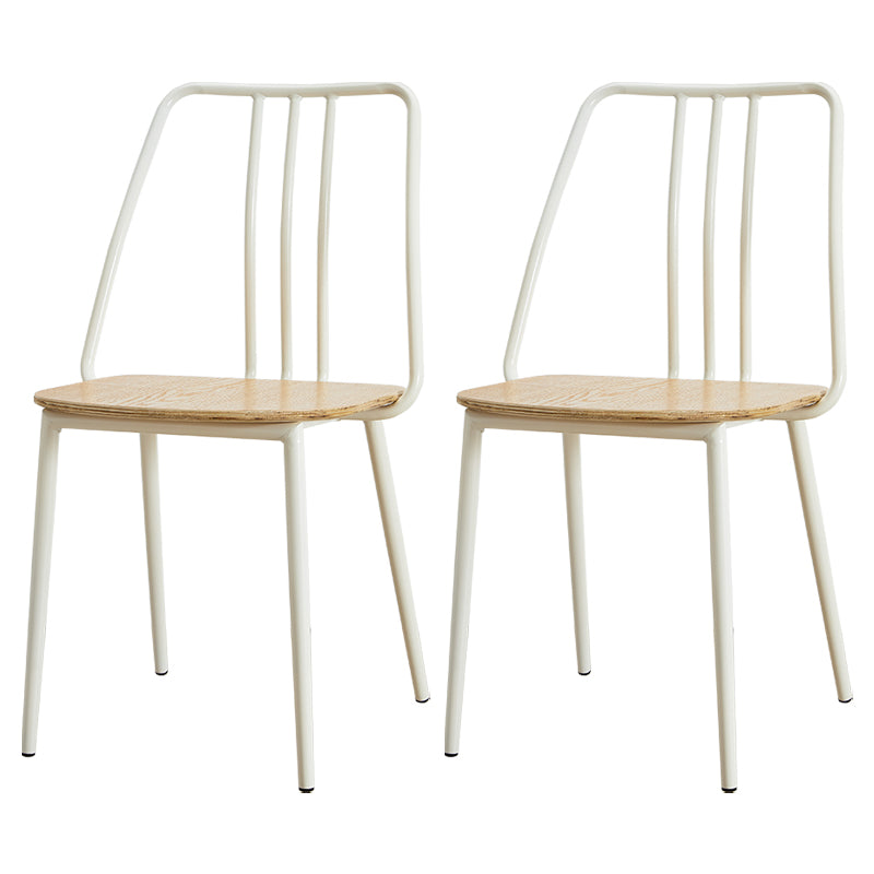 Contemporary Metal Dining Chair Slat Back Side Armless Chair for Kitchen White 2 Piece Set Clearhalo ' kitchen&dining_furn' 'Dining Chairs' 'Dining Tables & Seating' 'dining_chair' 'furn' 'furn_dining_chair' 'Furniture' 'furniture_dining_chair' 'Kitchen & Dining Furniture' 'kitchen' 3827889