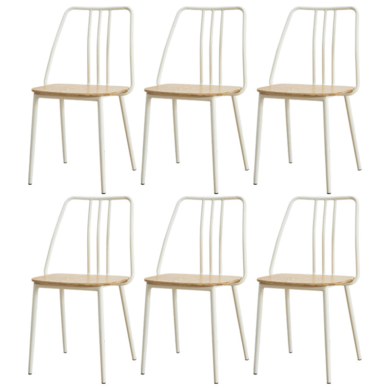 Contemporary Metal Dining Chair Slat Back Side Armless Chair for Kitchen White 6 Piece Set Clearhalo ' kitchen&dining_furn' 'Dining Chairs' 'Dining Tables & Seating' 'dining_chair' 'furn' 'furn_dining_chair' 'Furniture' 'furniture_dining_chair' 'Kitchen & Dining Furniture' 'kitchen' 3827893