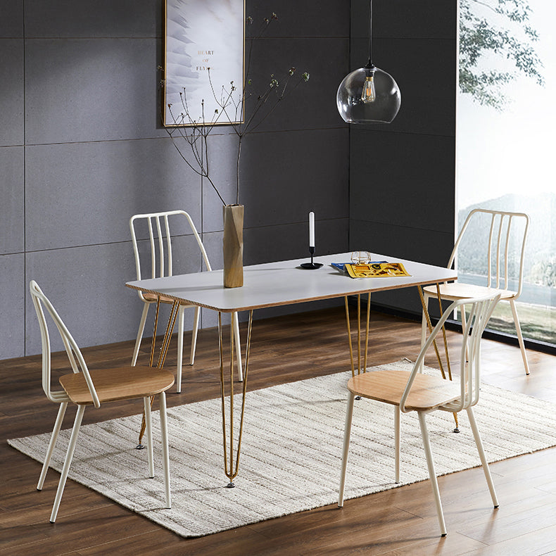 Contemporary Metal Dining Chair Slat Back Side Armless Chair for Kitchen Clearhalo ' kitchen&dining_furn' 'Dining Chairs' 'Dining Tables & Seating' 'dining_chair' 'furn' 'furn_dining_chair' 'Furniture' 'furniture_dining_chair' 'Kitchen & Dining Furniture' 'kitchen' 3827896