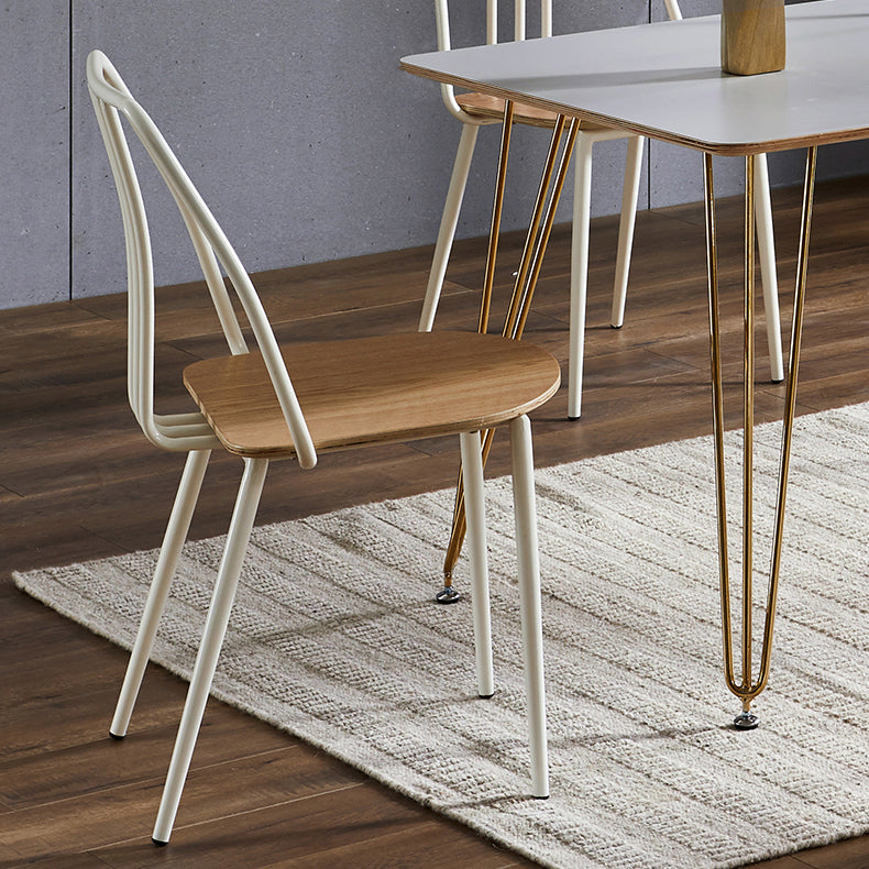 Contemporary Metal Dining Chair Slat Back Side Armless Chair for Kitchen Clearhalo ' kitchen&dining_furn' 'Dining Chairs' 'Dining Tables & Seating' 'dining_chair' 'furn' 'furn_dining_chair' 'Furniture' 'furniture_dining_chair' 'Kitchen & Dining Furniture' 'kitchen' 3827899