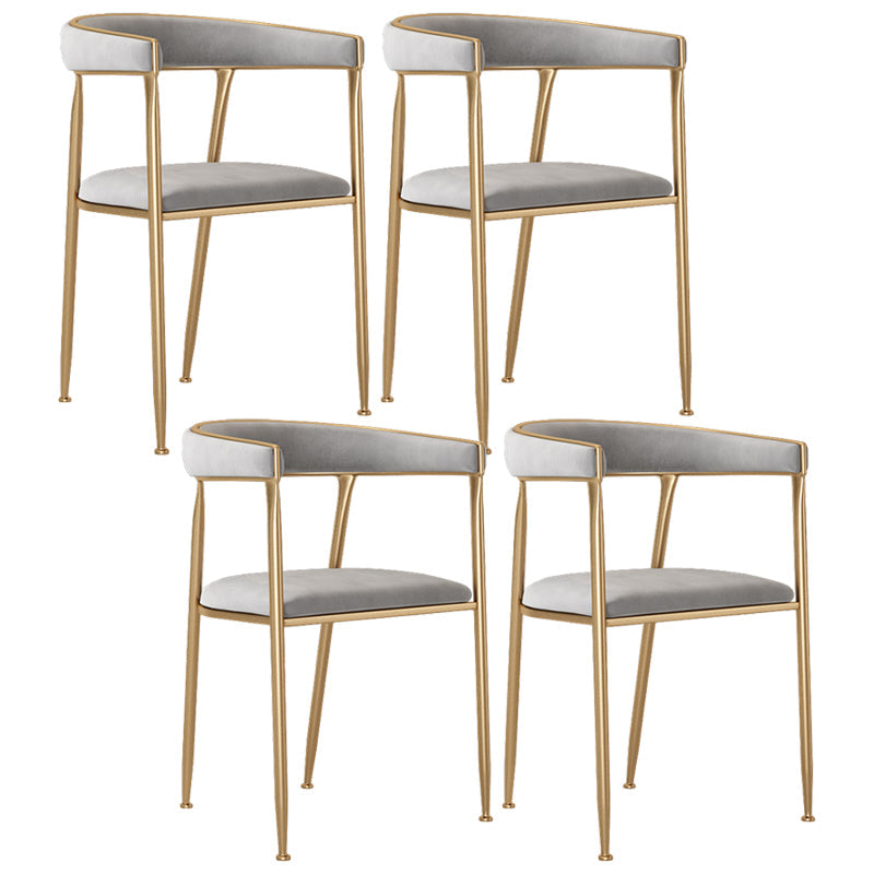 Flannelette Scandinavian Beauty Salon Arm Chair Open Matte Finish Dining Chair Grey 4 Piece Set Clearhalo ' kitchen&dining_furn' 'Dining Chairs' 'Dining Tables & Seating' 'dining_chair' 'furn' 'furn_dining_chair' 'Furniture' 'furniture_dining_chair' 'Kitchen & Dining Furniture' 'kitchen' 3827909