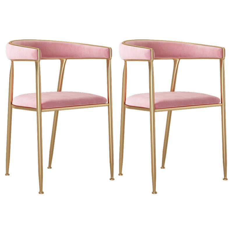 Flannelette Scandinavian Beauty Salon Arm Chair Open Matte Finish Dining Chair Pink 2 Piece Set Clearhalo ' kitchen&dining_furn' 'Dining Chairs' 'Dining Tables & Seating' 'dining_chair' 'furn' 'furn_dining_chair' 'Furniture' 'furniture_dining_chair' 'Kitchen & Dining Furniture' 'kitchen' 3827912