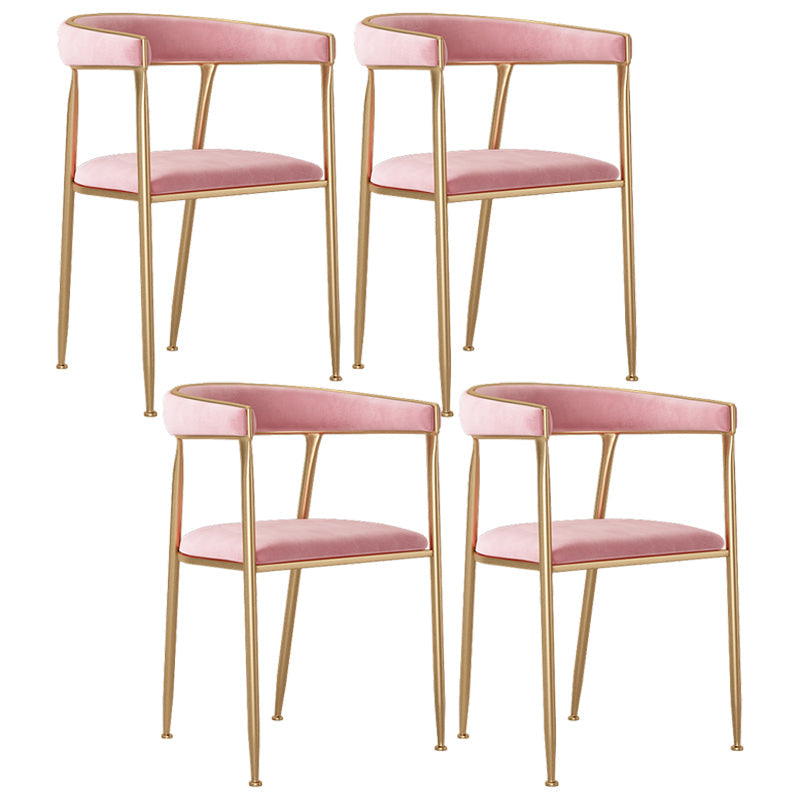 Flannelette Scandinavian Beauty Salon Arm Chair Open Matte Finish Dining Chair Pink 4 Piece Set Clearhalo ' kitchen&dining_furn' 'Dining Chairs' 'Dining Tables & Seating' 'dining_chair' 'furn' 'furn_dining_chair' 'Furniture' 'furniture_dining_chair' 'Kitchen & Dining Furniture' 'kitchen' 3827914