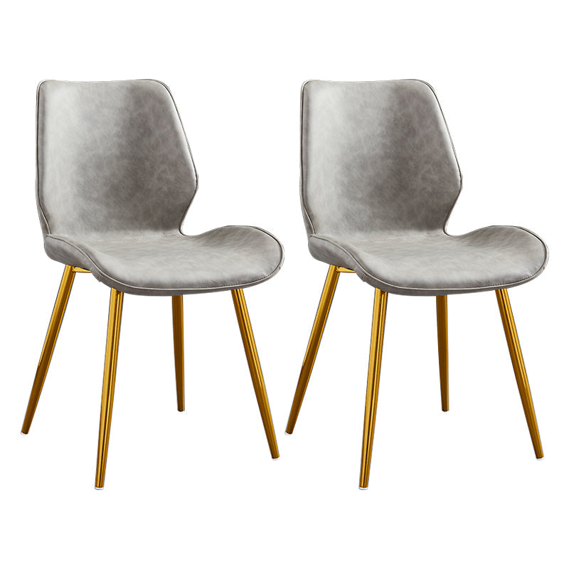 Modern Upholstered Armless Dining Chairs Wingback Side Chairs with Metal Legs Light Gray 2 Piece Set Yellow Clearhalo ' kitchen&dining_furn' 'Dining Chairs' 'Dining Tables & Seating' 'dining_chair' 'furn' 'furn_dining_chair' 'Furniture' 'furniture_dining_chair' 'Kitchen & Dining Furniture' 'kitchen' 3828007
