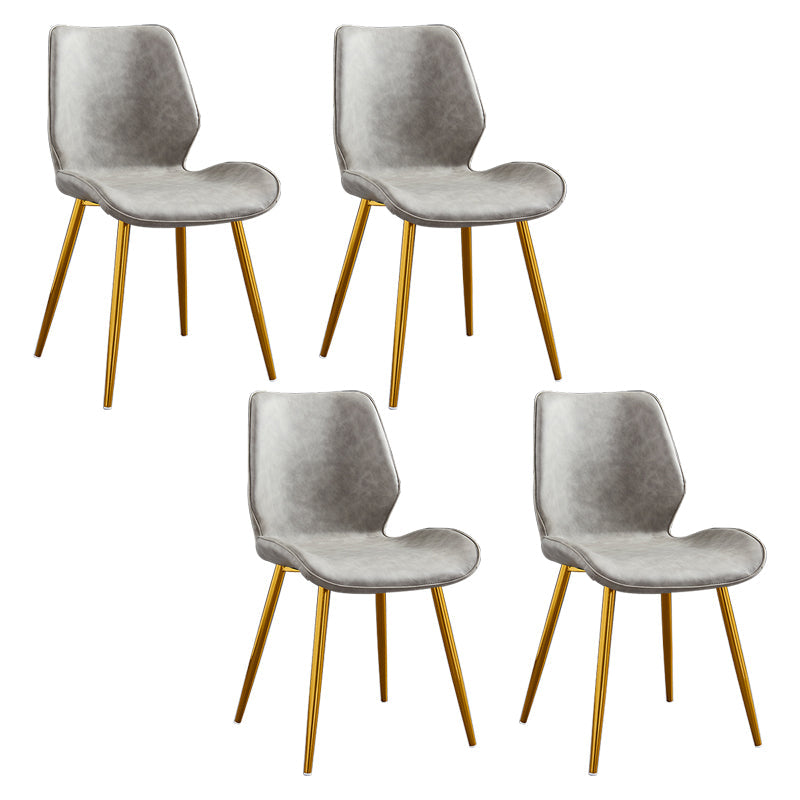 Modern Upholstered Armless Dining Chairs Wingback Side Chairs with Metal Legs Light Gray 4 Piece Set Yellow Clearhalo ' kitchen&dining_furn' 'Dining Chairs' 'Dining Tables & Seating' 'dining_chair' 'furn' 'furn_dining_chair' 'Furniture' 'furniture_dining_chair' 'Kitchen & Dining Furniture' 'kitchen' 3828009