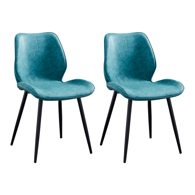 Modern Upholstered Armless Dining Chairs Wingback Side Chairs with Metal Legs Green 2 Piece Set Black Clearhalo ' kitchen&dining_furn' 'Dining Chairs' 'Dining Tables & Seating' 'dining_chair' 'furn' 'furn_dining_chair' 'Furniture' 'furniture_dining_chair' 'Kitchen & Dining Furniture' 'kitchen' 3828014