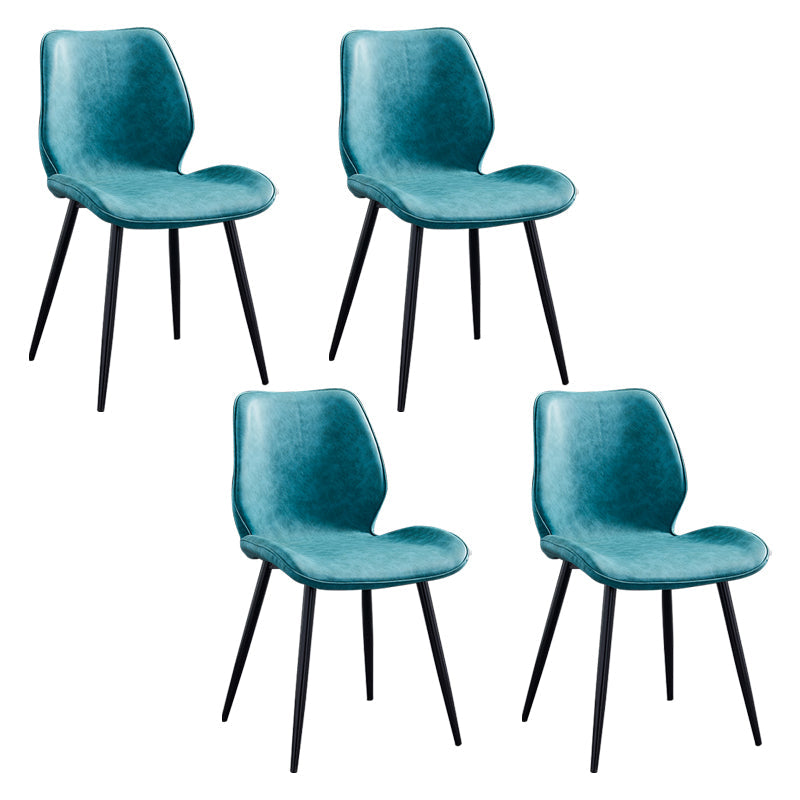 Modern Upholstered Armless Dining Chairs Wingback Side Chairs with Metal Legs Green 4 Piece Set Black Clearhalo ' kitchen&dining_furn' 'Dining Chairs' 'Dining Tables & Seating' 'dining_chair' 'furn' 'furn_dining_chair' 'Furniture' 'furniture_dining_chair' 'Kitchen & Dining Furniture' 'kitchen' 3828016