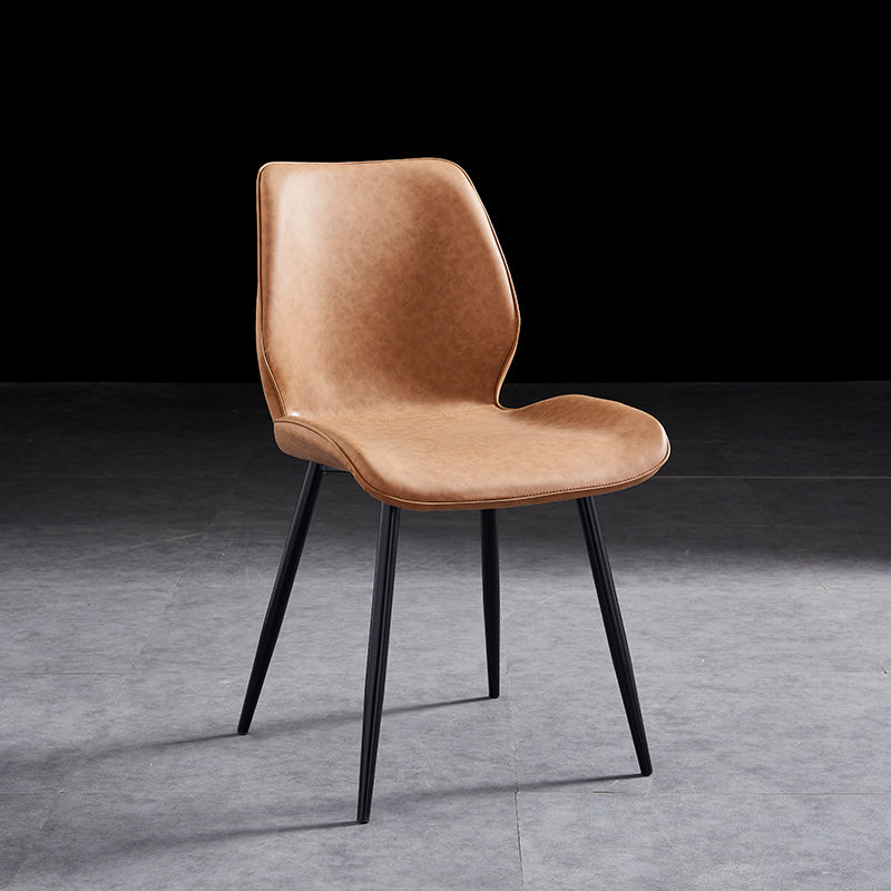 Modern Upholstered Armless Dining Chairs Wingback Side Chairs with Metal Legs Brown 1 Piece Black Clearhalo ' kitchen&dining_furn' 'Dining Chairs' 'Dining Tables & Seating' 'dining_chair' 'furn' 'furn_dining_chair' 'Furniture' 'furniture_dining_chair' 'Kitchen & Dining Furniture' 'kitchen' 3828018