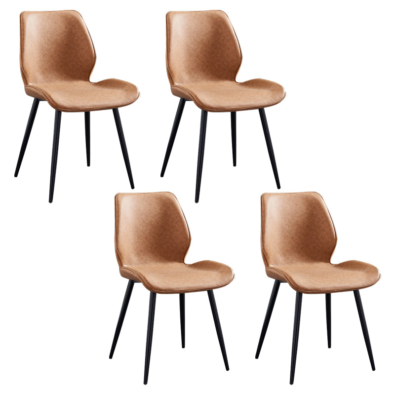 Modern Upholstered Armless Dining Chairs Wingback Side Chairs with Metal Legs Brown 4 Piece Set Black Clearhalo ' kitchen&dining_furn' 'Dining Chairs' 'Dining Tables & Seating' 'dining_chair' 'furn' 'furn_dining_chair' 'Furniture' 'furniture_dining_chair' 'Kitchen & Dining Furniture' 'kitchen' 3828022