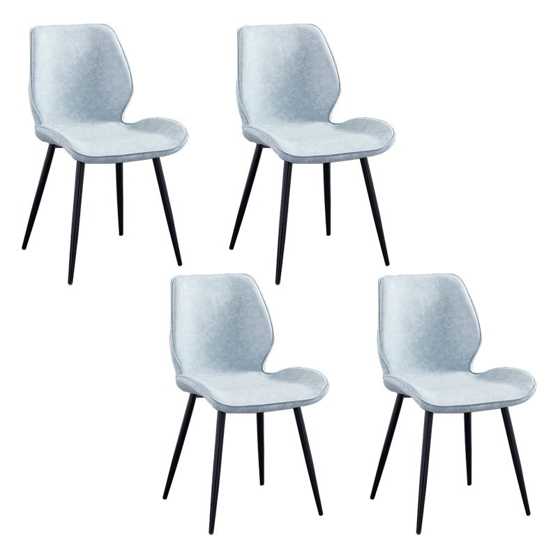 Modern Upholstered Armless Dining Chairs Wingback Side Chairs with Metal Legs Light Blue 4 Piece Set Black Clearhalo ' kitchen&dining_furn' 'Dining Chairs' 'Dining Tables & Seating' 'dining_chair' 'furn' 'furn_dining_chair' 'Furniture' 'furniture_dining_chair' 'Kitchen & Dining Furniture' 'kitchen' 3828027