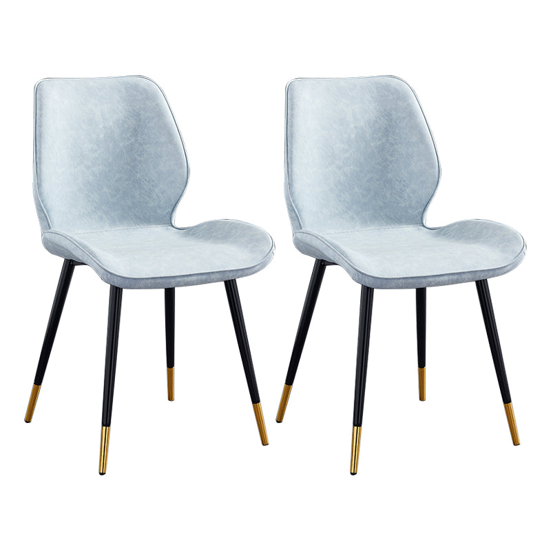 Modern Upholstered Armless Dining Chairs Wingback Side Chairs with Metal Legs Light Blue 2 Piece Set Brass Gold Clearhalo ' kitchen&dining_furn' 'Dining Chairs' 'Dining Tables & Seating' 'dining_chair' 'furn' 'furn_dining_chair' 'Furniture' 'furniture_dining_chair' 'Kitchen & Dining Furniture' 'kitchen' 3828029