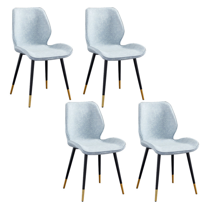 Modern Upholstered Armless Dining Chairs Wingback Side Chairs with Metal Legs Light Blue 4 Piece Set Brass Gold Clearhalo ' kitchen&dining_furn' 'Dining Chairs' 'Dining Tables & Seating' 'dining_chair' 'furn' 'furn_dining_chair' 'Furniture' 'furniture_dining_chair' 'Kitchen & Dining Furniture' 'kitchen' 3828030