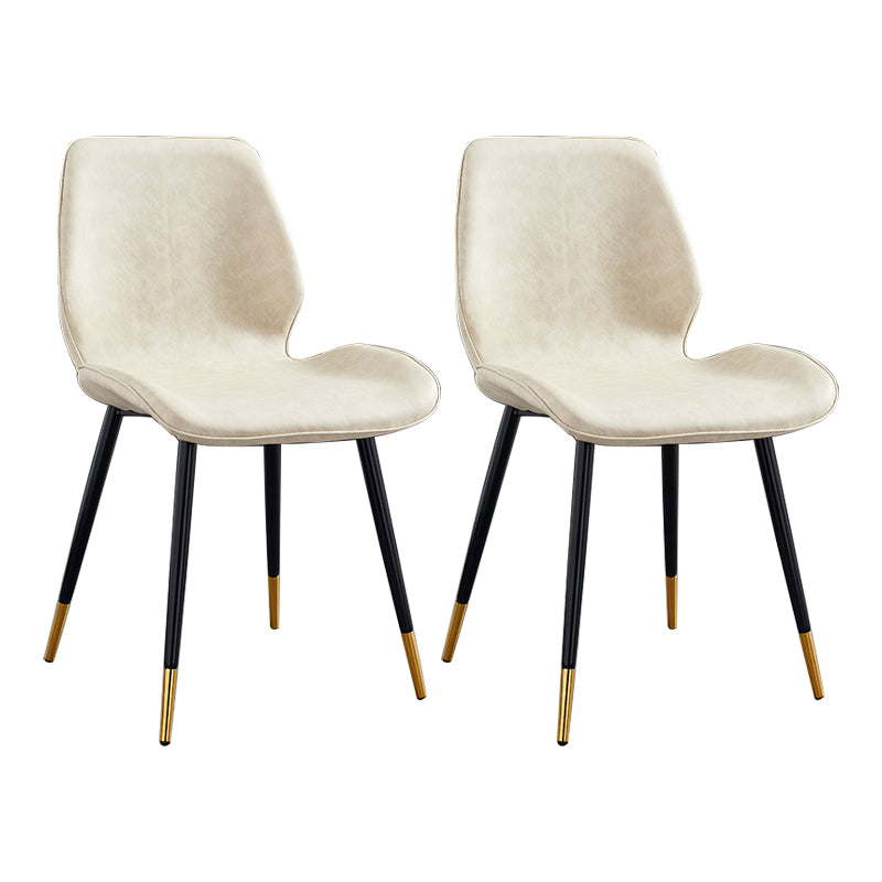 Modern Upholstered Armless Dining Chairs Wingback Side Chairs with Metal Legs Off-White 2 Piece Set Brass Gold Clearhalo ' kitchen&dining_furn' 'Dining Chairs' 'Dining Tables & Seating' 'dining_chair' 'furn' 'furn_dining_chair' 'Furniture' 'furniture_dining_chair' 'Kitchen & Dining Furniture' 'kitchen' 3828032