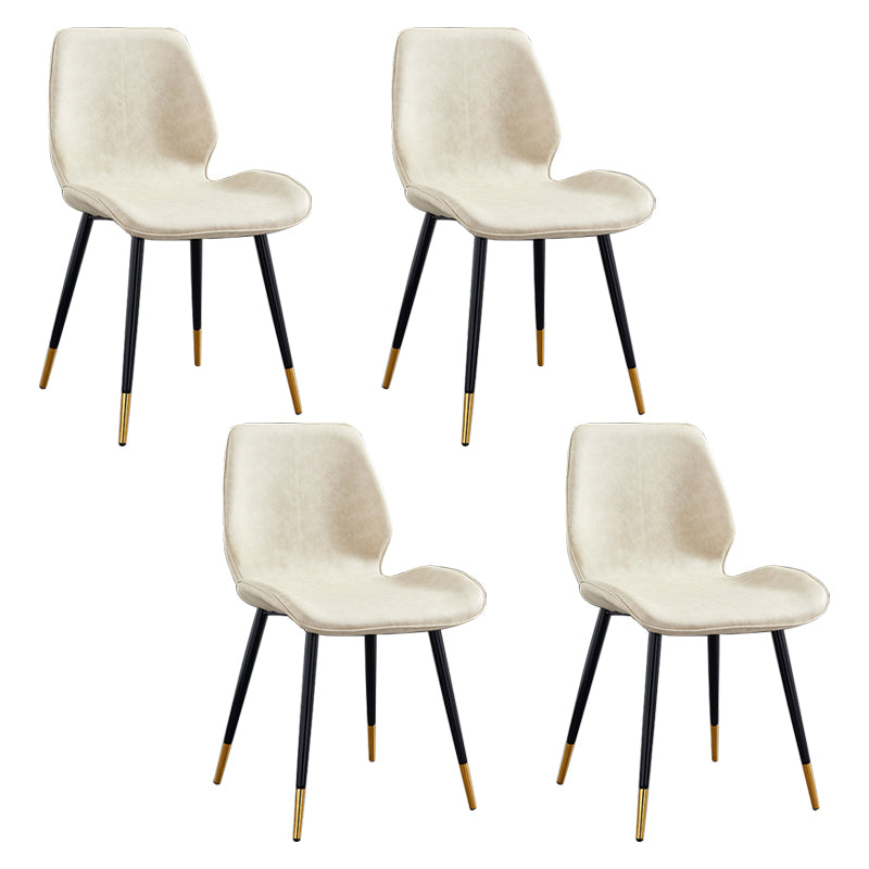 Modern Upholstered Armless Dining Chairs Wingback Side Chairs with Metal Legs Off-White 4 Piece Set Brass Gold Clearhalo ' kitchen&dining_furn' 'Dining Chairs' 'Dining Tables & Seating' 'dining_chair' 'furn' 'furn_dining_chair' 'Furniture' 'furniture_dining_chair' 'Kitchen & Dining Furniture' 'kitchen' 3828033