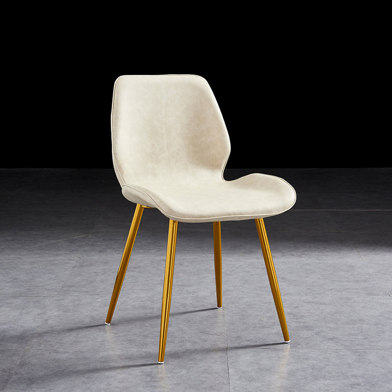 Modern Upholstered Armless Dining Chairs Wingback Side Chairs with Metal Legs Off-White 1 Piece Yellow Clearhalo ' kitchen&dining_furn' 'Dining Chairs' 'Dining Tables & Seating' 'dining_chair' 'furn' 'furn_dining_chair' 'Furniture' 'furniture_dining_chair' 'Kitchen & Dining Furniture' 'kitchen' 3828034
