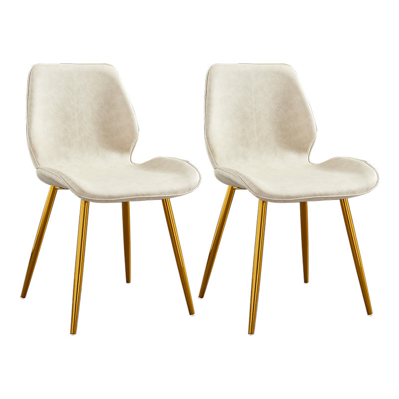 Modern Upholstered Armless Dining Chairs Wingback Side Chairs with Metal Legs Off-White 2 Piece Set Yellow Clearhalo ' kitchen&dining_furn' 'Dining Chairs' 'Dining Tables & Seating' 'dining_chair' 'furn' 'furn_dining_chair' 'Furniture' 'furniture_dining_chair' 'Kitchen & Dining Furniture' 'kitchen' 3828035