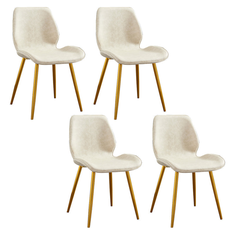 Modern Upholstered Armless Dining Chairs Wingback Side Chairs with Metal Legs Off-White 4 Piece Set Yellow Clearhalo ' kitchen&dining_furn' 'Dining Chairs' 'Dining Tables & Seating' 'dining_chair' 'furn' 'furn_dining_chair' 'Furniture' 'furniture_dining_chair' 'Kitchen & Dining Furniture' 'kitchen' 3828036