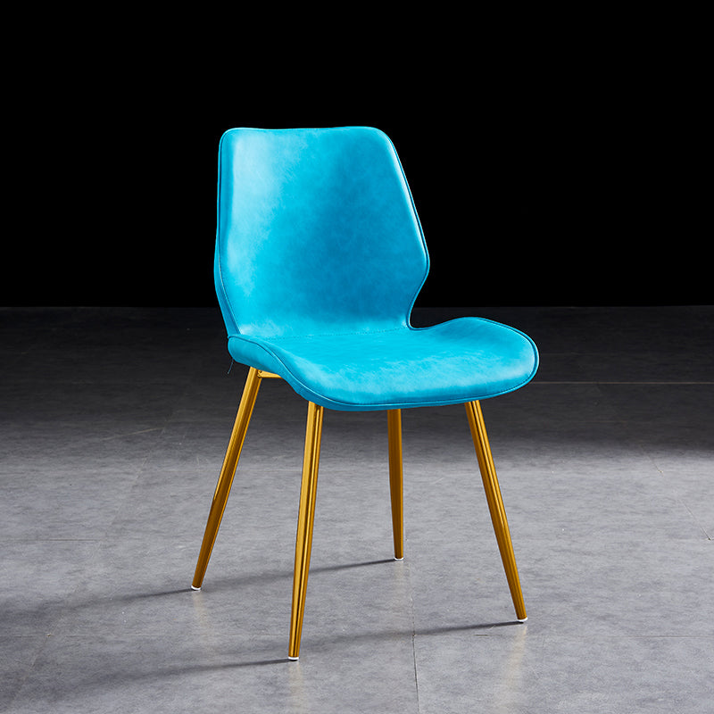 Modern Upholstered Armless Dining Chairs Wingback Side Chairs with Metal Legs Blue 1 Piece Yellow Clearhalo ' kitchen&dining_furn' 'Dining Chairs' 'Dining Tables & Seating' 'dining_chair' 'furn' 'furn_dining_chair' 'Furniture' 'furniture_dining_chair' 'Kitchen & Dining Furniture' 'kitchen' 3828037