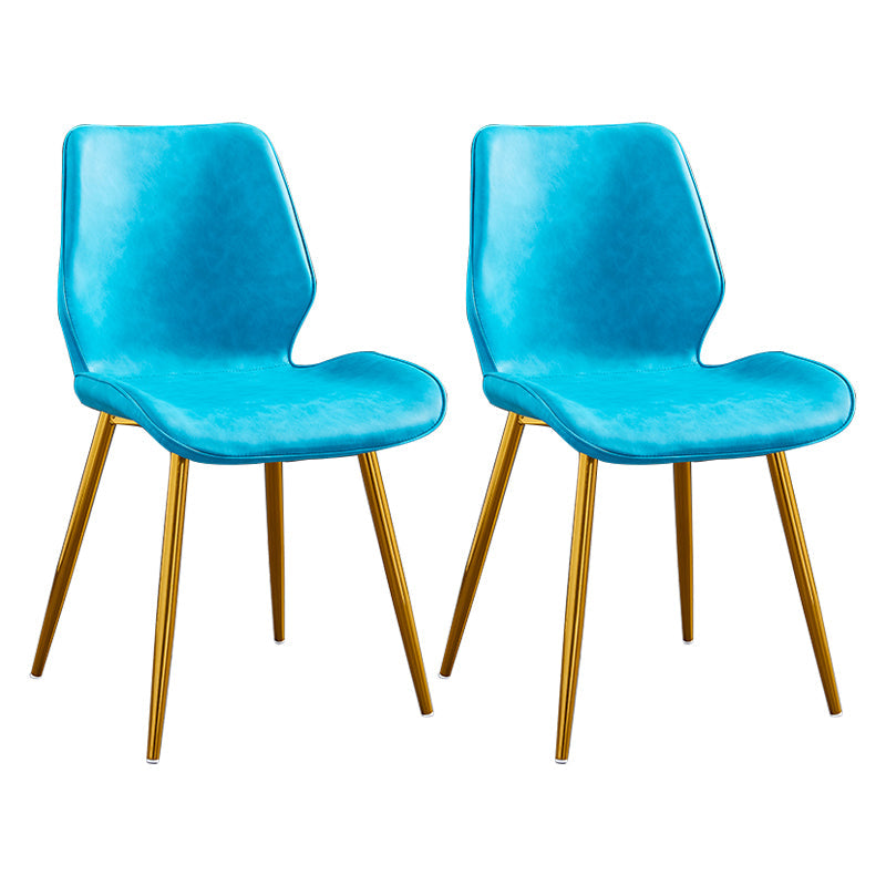 Modern Upholstered Armless Dining Chairs Wingback Side Chairs with Metal Legs Blue 2 Piece Set Yellow Clearhalo ' kitchen&dining_furn' 'Dining Chairs' 'Dining Tables & Seating' 'dining_chair' 'furn' 'furn_dining_chair' 'Furniture' 'furniture_dining_chair' 'Kitchen & Dining Furniture' 'kitchen' 3828038