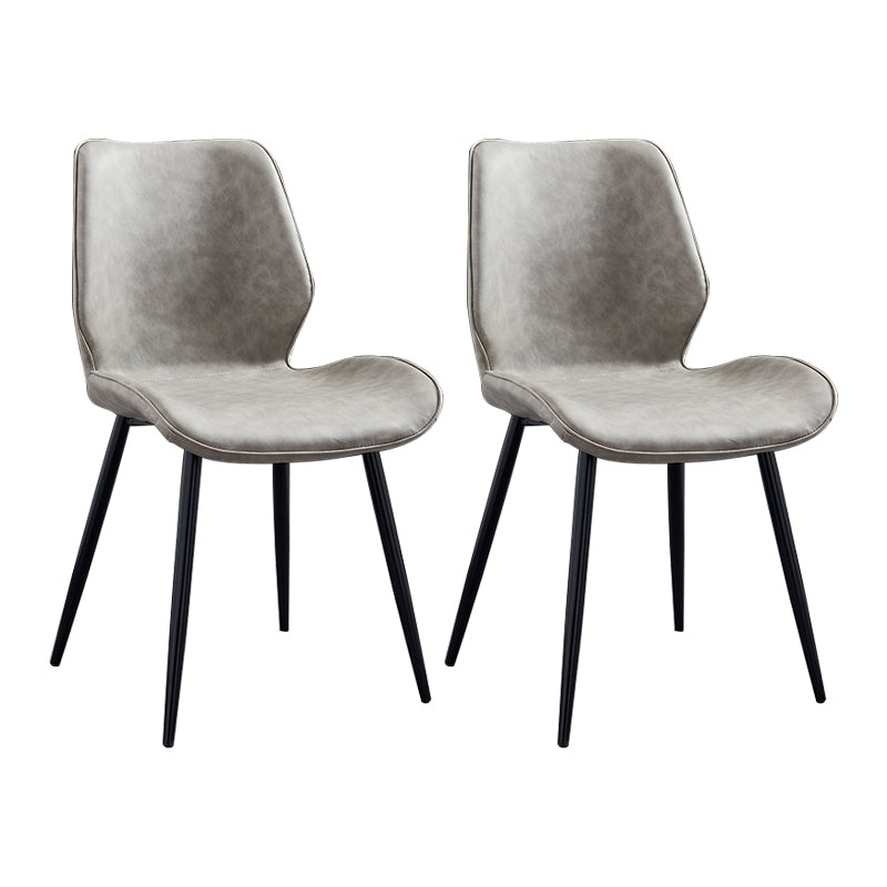Modern Upholstered Armless Dining Chairs Wingback Side Chairs with Metal Legs Light Gray 2 Piece Set Black Clearhalo ' kitchen&dining_furn' 'Dining Chairs' 'Dining Tables & Seating' 'dining_chair' 'furn' 'furn_dining_chair' 'Furniture' 'furniture_dining_chair' 'Kitchen & Dining Furniture' 'kitchen' 3828041