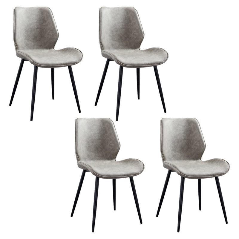 Modern Upholstered Armless Dining Chairs Wingback Side Chairs with Metal Legs Light Gray 4 Piece Set Black Clearhalo ' kitchen&dining_furn' 'Dining Chairs' 'Dining Tables & Seating' 'dining_chair' 'furn' 'furn_dining_chair' 'Furniture' 'furniture_dining_chair' 'Kitchen & Dining Furniture' 'kitchen' 3828042
