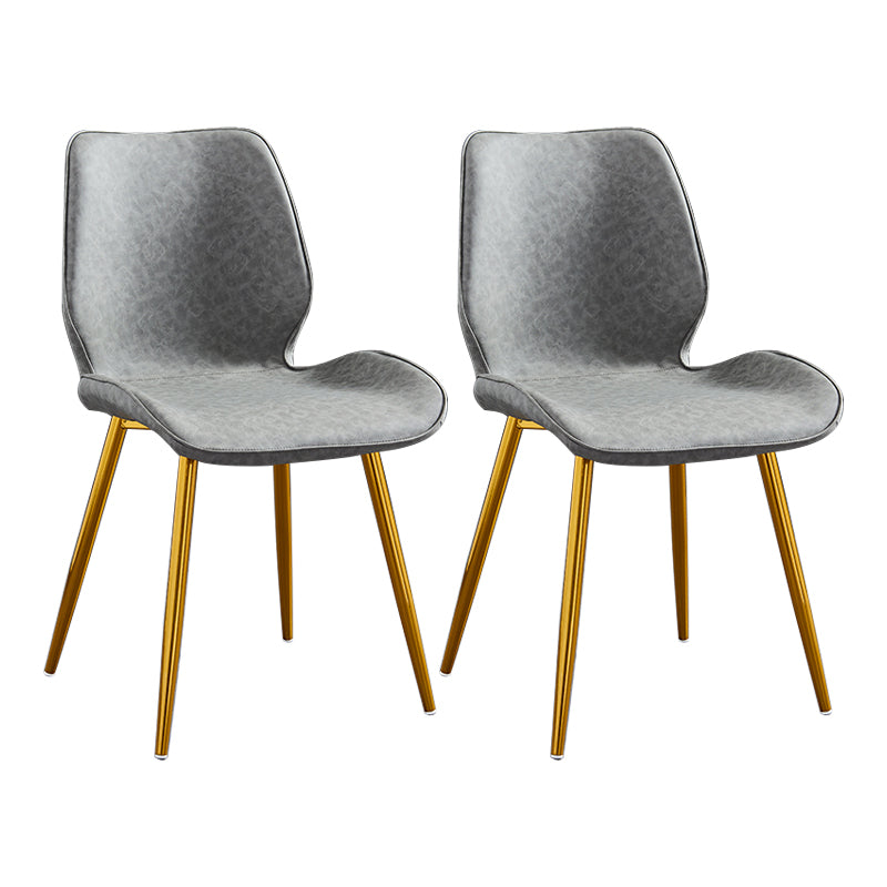 Modern Upholstered Armless Dining Chairs Wingback Side Chairs with Metal Legs Dark Gray 2 Piece Set Yellow Clearhalo ' kitchen&dining_furn' 'Dining Chairs' 'Dining Tables & Seating' 'dining_chair' 'furn' 'furn_dining_chair' 'Furniture' 'furniture_dining_chair' 'Kitchen & Dining Furniture' 'kitchen' 3828044