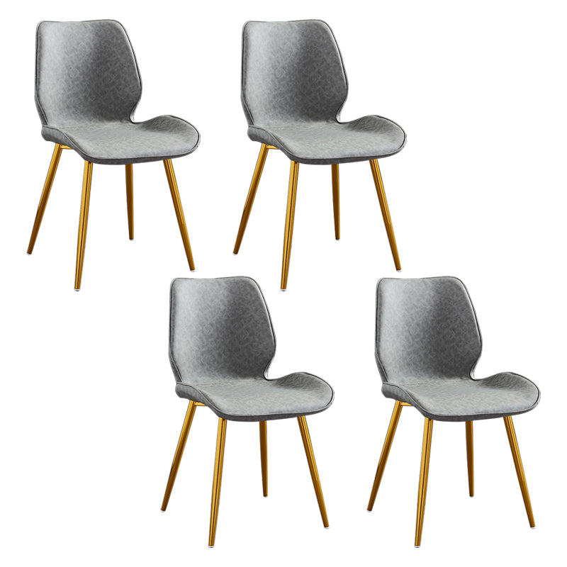 Modern Upholstered Armless Dining Chairs Wingback Side Chairs with Metal Legs Dark Gray 4 Piece Set Yellow Clearhalo ' kitchen&dining_furn' 'Dining Chairs' 'Dining Tables & Seating' 'dining_chair' 'furn' 'furn_dining_chair' 'Furniture' 'furniture_dining_chair' 'Kitchen & Dining Furniture' 'kitchen' 3828045