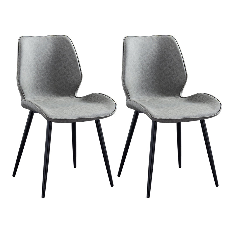 Modern Upholstered Armless Dining Chairs Wingback Side Chairs with Metal Legs Dark Gray 2 Piece Set Black Clearhalo ' kitchen&dining_furn' 'Dining Chairs' 'Dining Tables & Seating' 'dining_chair' 'furn' 'furn_dining_chair' 'Furniture' 'furniture_dining_chair' 'Kitchen & Dining Furniture' 'kitchen' 3828050