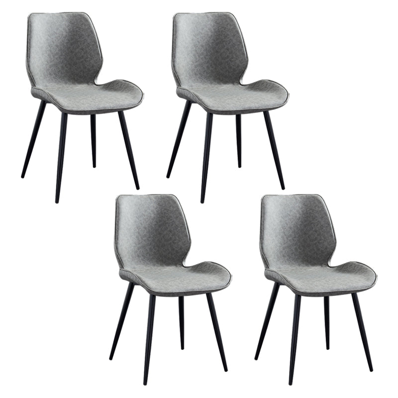 Modern Upholstered Armless Dining Chairs Wingback Side Chairs with Metal Legs Dark Gray 4 Piece Set Black Clearhalo ' kitchen&dining_furn' 'Dining Chairs' 'Dining Tables & Seating' 'dining_chair' 'furn' 'furn_dining_chair' 'Furniture' 'furniture_dining_chair' 'Kitchen & Dining Furniture' 'kitchen' 3828051