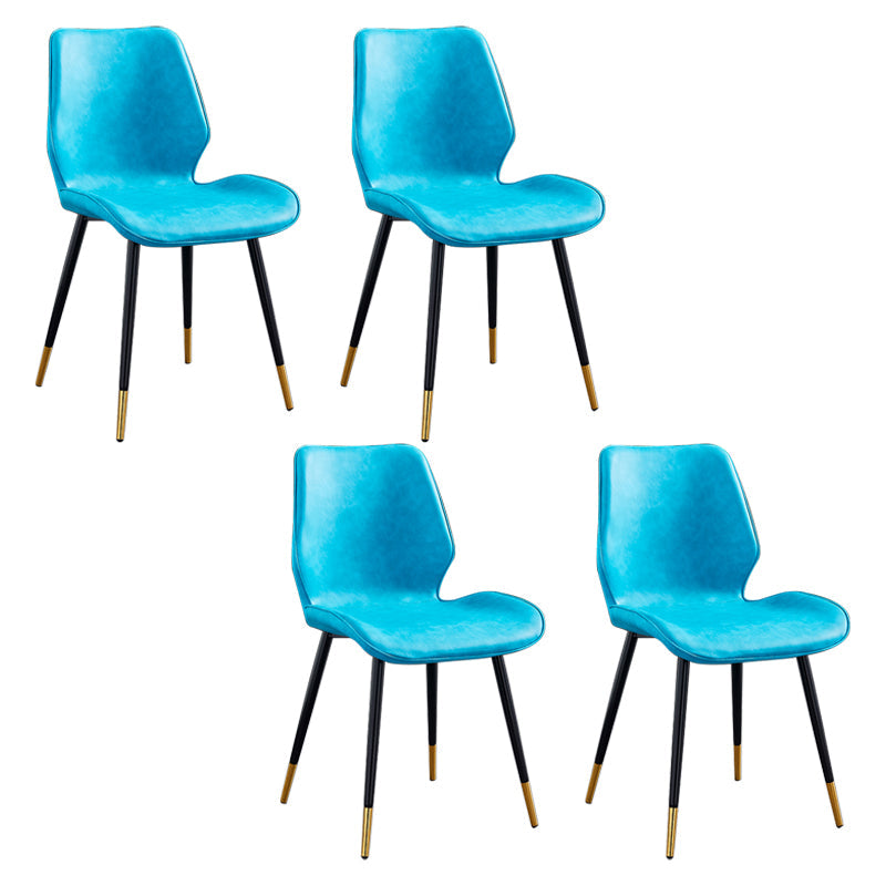 Modern Upholstered Armless Dining Chairs Wingback Side Chairs with Metal Legs Blue 4 Piece Set Brass Gold Clearhalo ' kitchen&dining_furn' 'Dining Chairs' 'Dining Tables & Seating' 'dining_chair' 'furn' 'furn_dining_chair' 'Furniture' 'furniture_dining_chair' 'Kitchen & Dining Furniture' 'kitchen' 3828054