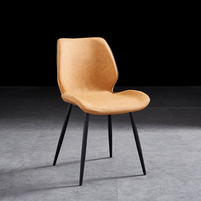 Modern Upholstered Armless Dining Chairs Wingback Side Chairs with Metal Legs Orange 1 Piece Black Clearhalo ' kitchen&dining_furn' 'Dining Chairs' 'Dining Tables & Seating' 'dining_chair' 'furn' 'furn_dining_chair' 'Furniture' 'furniture_dining_chair' 'Kitchen & Dining Furniture' 'kitchen' 3828055