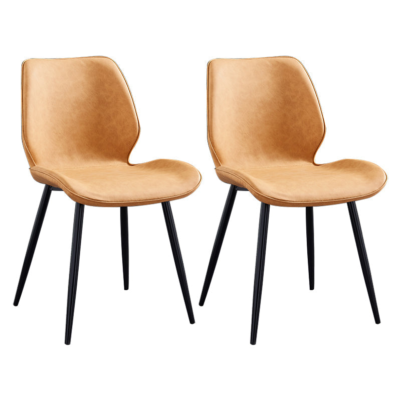 Modern Upholstered Armless Dining Chairs Wingback Side Chairs with Metal Legs Orange 2 Piece Set Black Clearhalo ' kitchen&dining_furn' 'Dining Chairs' 'Dining Tables & Seating' 'dining_chair' 'furn' 'furn_dining_chair' 'Furniture' 'furniture_dining_chair' 'Kitchen & Dining Furniture' 'kitchen' 3828056