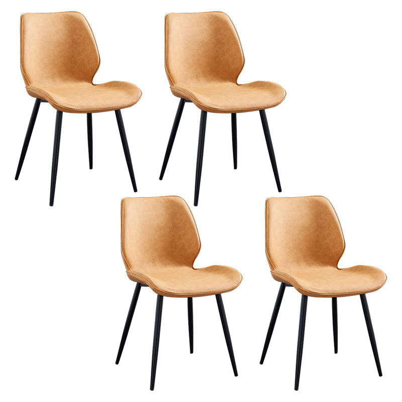 Modern Upholstered Armless Dining Chairs Wingback Side Chairs with Metal Legs Orange 4 Piece Set Black Clearhalo ' kitchen&dining_furn' 'Dining Chairs' 'Dining Tables & Seating' 'dining_chair' 'furn' 'furn_dining_chair' 'Furniture' 'furniture_dining_chair' 'Kitchen & Dining Furniture' 'kitchen' 3828057