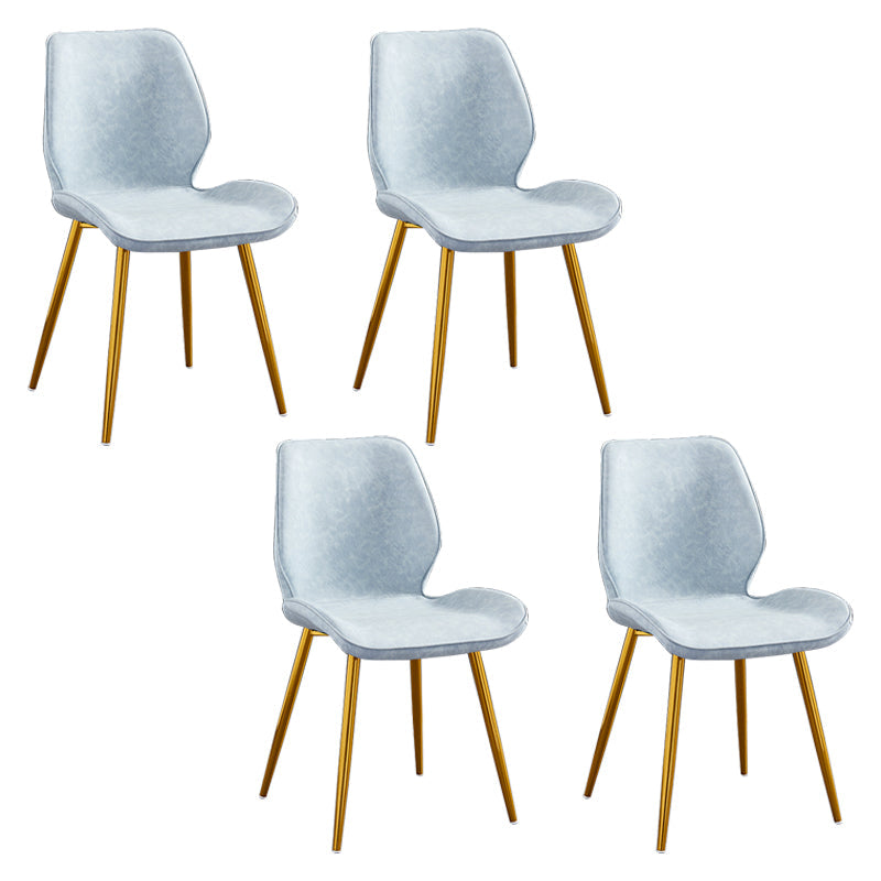 Modern Upholstered Armless Dining Chairs Wingback Side Chairs with Metal Legs Light Blue 4 Piece Set Yellow Clearhalo ' kitchen&dining_furn' 'Dining Chairs' 'Dining Tables & Seating' 'dining_chair' 'furn' 'furn_dining_chair' 'Furniture' 'furniture_dining_chair' 'Kitchen & Dining Furniture' 'kitchen' 3828063
