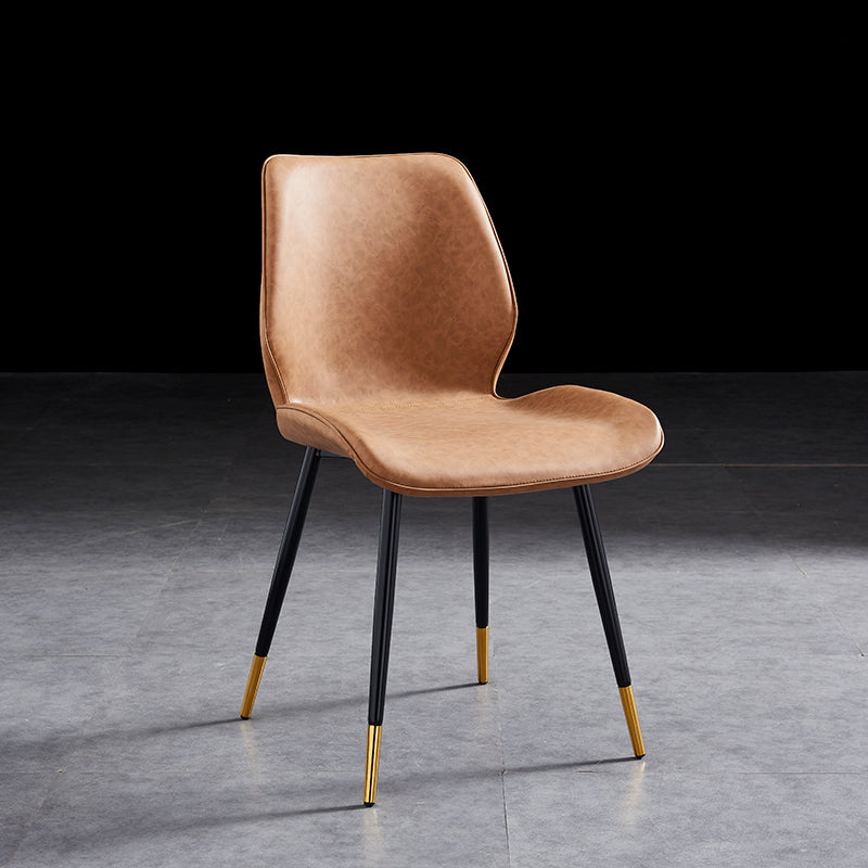 Modern Upholstered Armless Dining Chairs Wingback Side Chairs with Metal Legs Brown 1 Piece Brass Gold Clearhalo ' kitchen&dining_furn' 'Dining Chairs' 'Dining Tables & Seating' 'dining_chair' 'furn' 'furn_dining_chair' 'Furniture' 'furniture_dining_chair' 'Kitchen & Dining Furniture' 'kitchen' 3828064