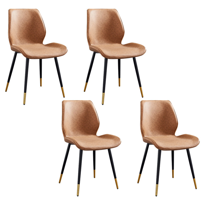 Modern Upholstered Armless Dining Chairs Wingback Side Chairs with Metal Legs Brown 4 Piece Set Clearhalo ' kitchen&dining_furn' 'Dining Chairs' 'Dining Tables & Seating' 'dining_chair' 'furn' 'furn_dining_chair' 'Furniture' 'furniture_dining_chair' 'Kitchen & Dining Furniture' 'kitchen' 3828066