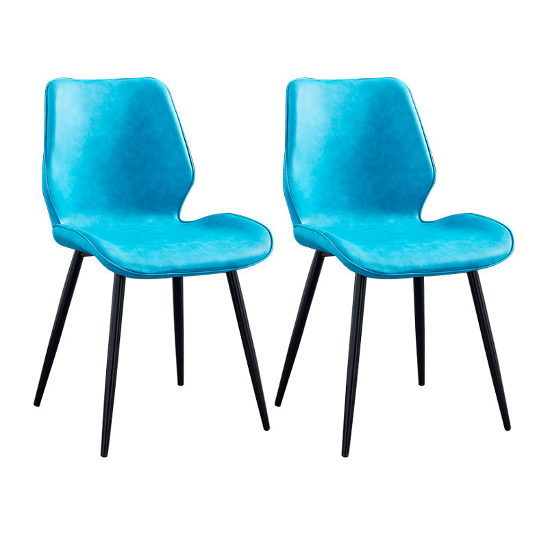 Modern Upholstered Armless Dining Chairs Wingback Side Chairs with Metal Legs Blue 2 Piece Set Black Clearhalo ' kitchen&dining_furn' 'Dining Chairs' 'Dining Tables & Seating' 'dining_chair' 'furn' 'furn_dining_chair' 'Furniture' 'furniture_dining_chair' 'Kitchen & Dining Furniture' 'kitchen' 3828068